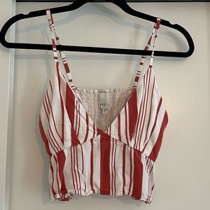 MPC red and white striped crop top